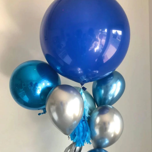 Blue and Silver Balloon Bouquet