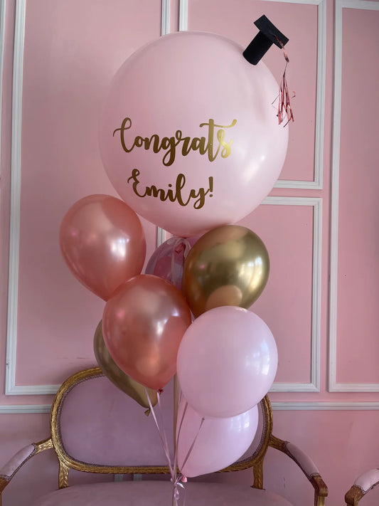 Pink and Gold Graduate Balloon Bouquet